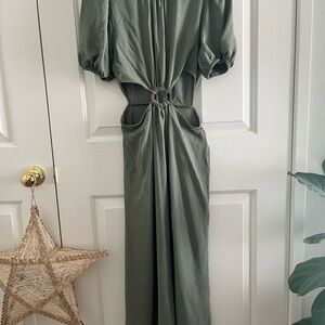 ZARA Olive Green Cutout Maxi Dress